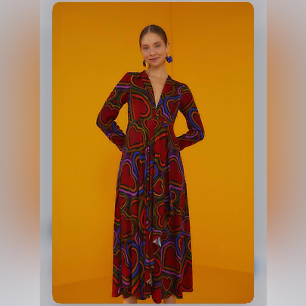 NWT Farm Rio Rainbow Wild Hearts Maxi Dress